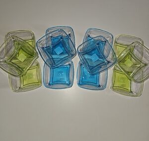 Set Of 12 Contemporary Designed Square Green & Blue Bowls